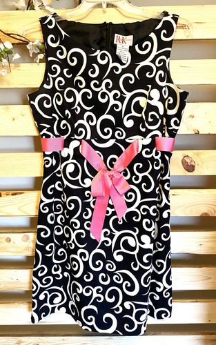 R&K Originals Size 16 Women's Black, Ivory & Pink Sleeveless Dress