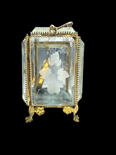 Antique Pocket Watch Hutch Holder Display Victorian Beveled Glass Ormolu Casket - Picture 7 of 17