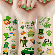 80Pcs St Patricks Day Tattoos Decorations Accessories, 12 Sheets Shamrock Tempor