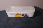 Vintage FIRE KING Refrigerator Dish Oven Ware with Lid  Gay Fad  Milk Glass