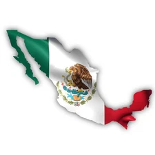 Mexico Shape Waving Flag Cut To Shape Vinyl Sticker