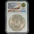 1986 Silver Dollar Eagle NGC MS69 1st Year of Issue Miles Standish Signed Label