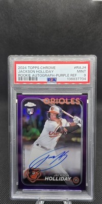 2024 JACKSON HOLLIDAY Topps Chrome ROOKIE AUTO Purple Refractor RAJH /250 PSA 9 