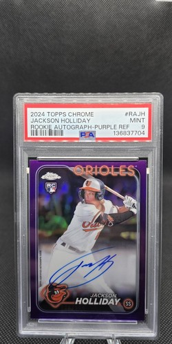 2024 JACKSON HOLLIDAY Topps Chrome ROOKIE AUTO Purple Refractor RAJH /250 PSA 9 
