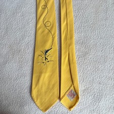 Vintage 1950s Superba Embroidered Fish Fishing Tie Necktie