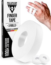 Finger Tape Sports Extra Strong Adhesive, 3 Rolls Athletic 3 Rolls, White
