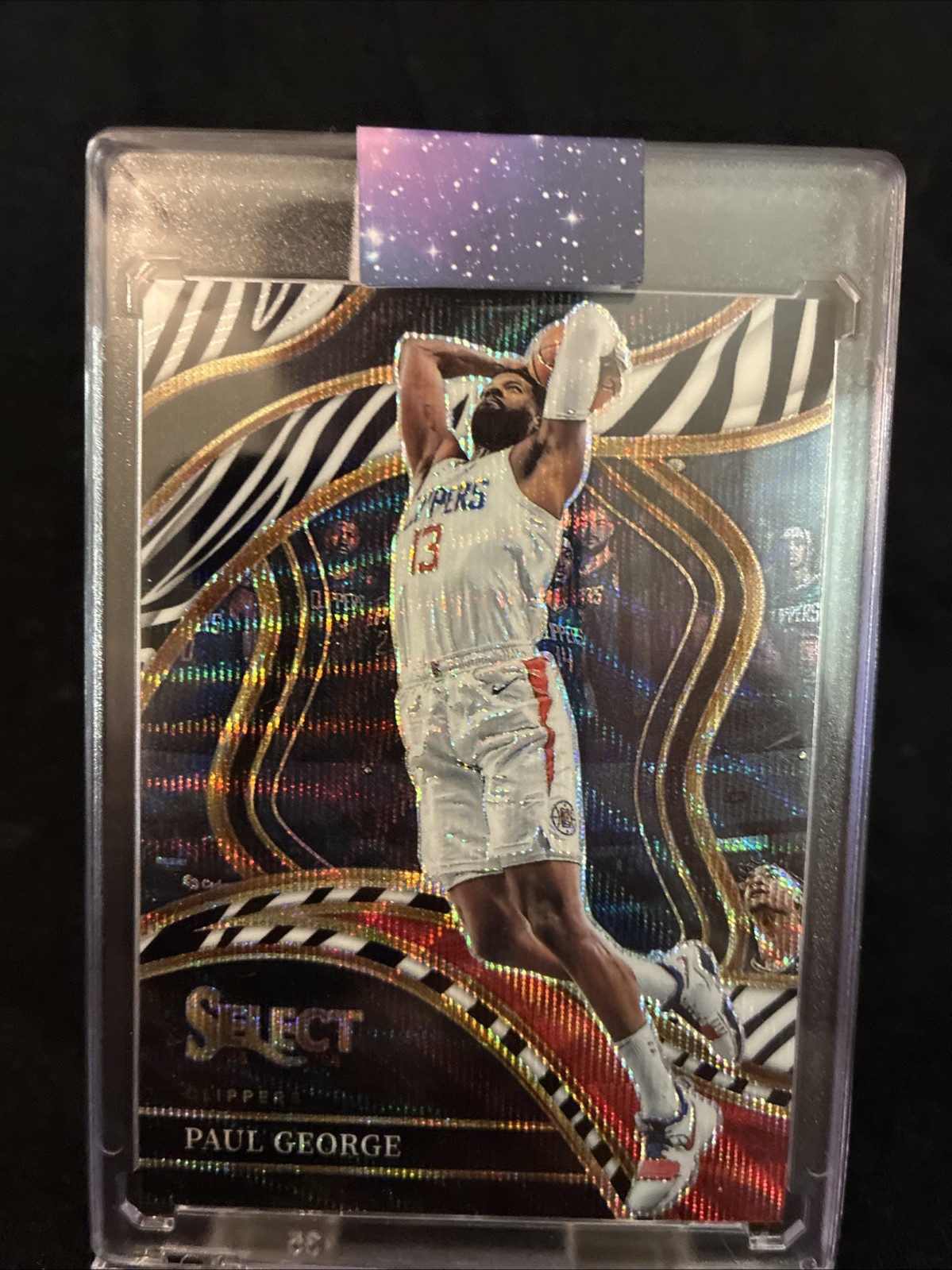 2023-24 Panini Select - Courtside Paul George #214 Zebra Prizm SSP Case Hit