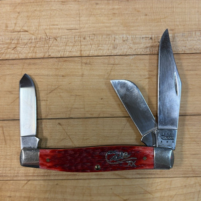 Case XX XX 3-Blade Stockman Pocketknife Red Bone Handle Slipjoint Manual