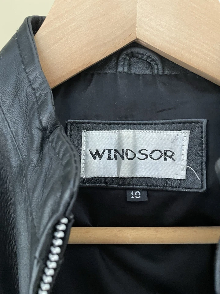 Windsor Soft Real Leather Black Zip Up Collarless Fitted Jacket S Small - Image 2 of 4