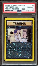 PSA 10 GEM MINT Professor Elm # 3 REVERSE HOLO Best of Game Pokemon Card on eBay