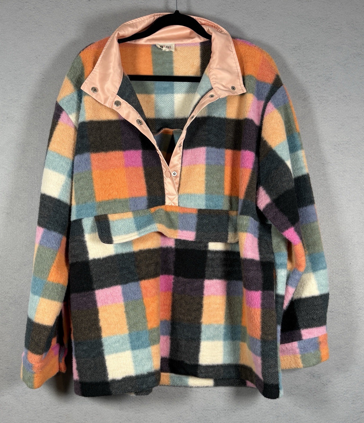 BiBi Checked Plaid Pull Over Size Large Fleece Sw… - image 11