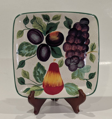 #ad #ad Sakura Sonoma Ex cell Stoneware 8.5quot; Square Plate Fruit Design Grapes Plums Pear $10.99