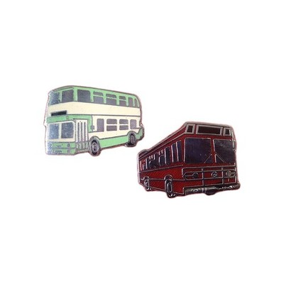 Zwei alte Emaille Busse Pin Anstecker