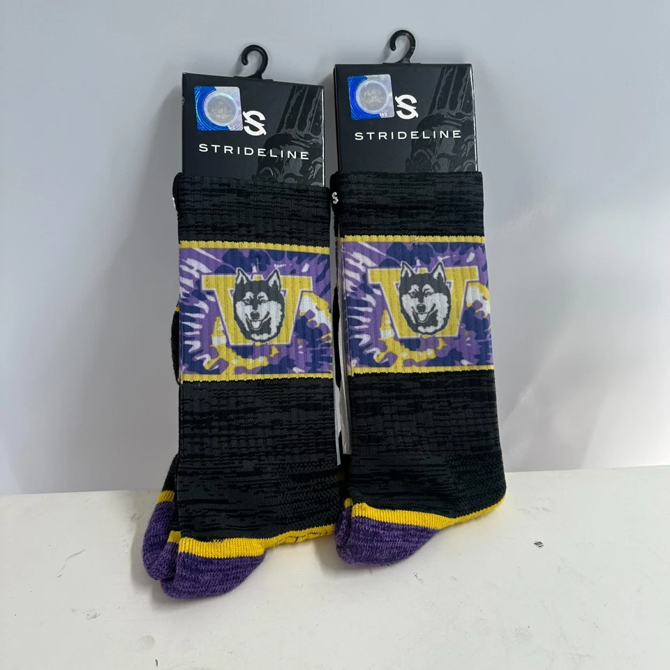 Lote De 2 Calcetines NCAA Strideline Washington Huskies Crew Multicolor Talla 6-12 Nuevos Con Etiquetas Foto 2 de 4