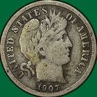1907 Barber Dime Very Fine VF Coin #45047
