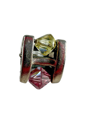 Trollbeads Charm Bead Silver Big Summer Jewel Trollbead Pink Green