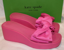 Image of NIB Kate Spade New York Women's Bikini Wedge Platform Bow Sandals PINK  Sz 8.5