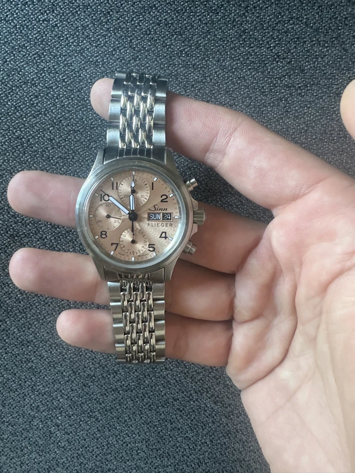 Sinn 356 Salmón esfera cobre cronógrafo reloj automático para hombre - caja y papel Foto 2 de 4