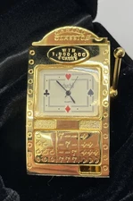 Boxed Miniature London Clock Company Brass Clock One Arm Bandit Churchill Slots