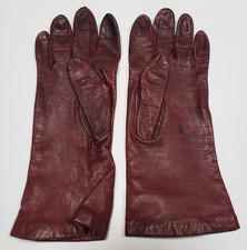 Lord  Taylor Genuine Leather Burgundy Gloves sz 6 1/2 Silk Lined