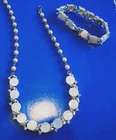 Vintage Signed Coro Costume Jewelry Silver Necklace And Bracelet Set