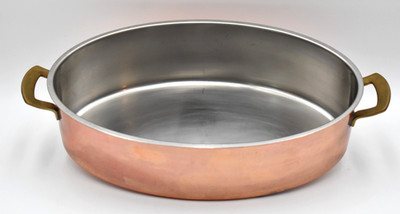 Vtg CULINOX SPRING SWITZERLAND Copper Stainless Fish Steamer Pot Pan 13 1/8'' X 8