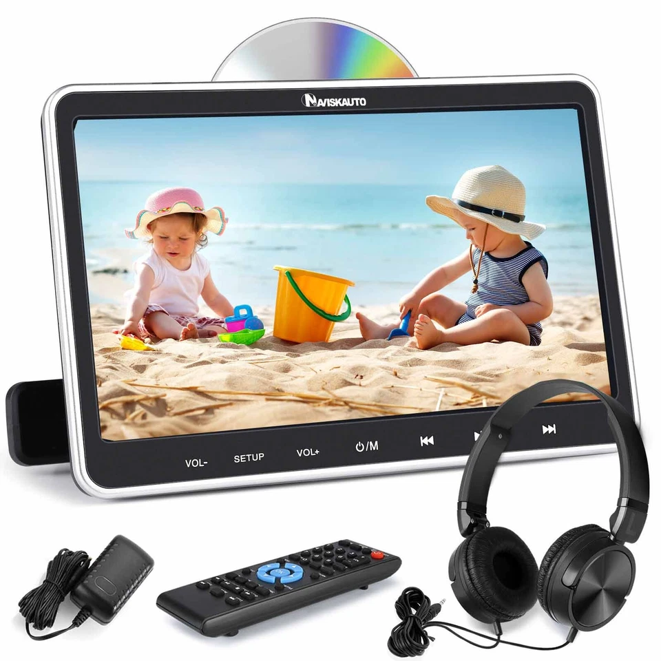 10.1" Full HD Car Headrest DVD Player Monitor for Kids HDMI USB SD MP3 w/Headset - Image 2 of 4