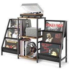 Record Player Stand Vinyl Storage Holds 280 Albums Turntable Table Black Brown
