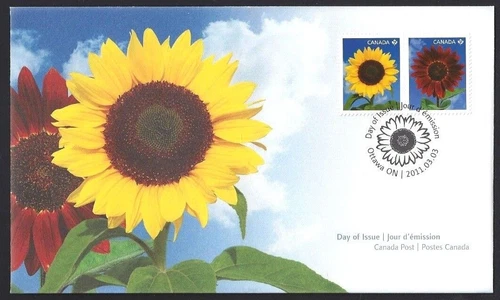 🍁Canada    #2441 & 2442   "SUNFLOWERS"  Brand New  2011  First Day Cover