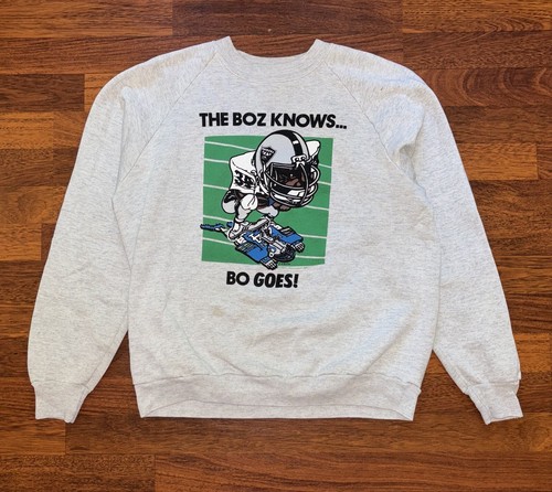 Vintage 90's Raiders Bo Jackson Sweatshirt Crewneck Grey Mens XL Footb