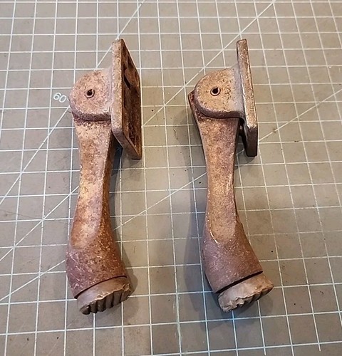 Pair Glynn Johnson Kick Fold Down Door Stop Holder 5" Steel Vtg USA ๐บ๐ธ - CvL - Picture 3 of 10