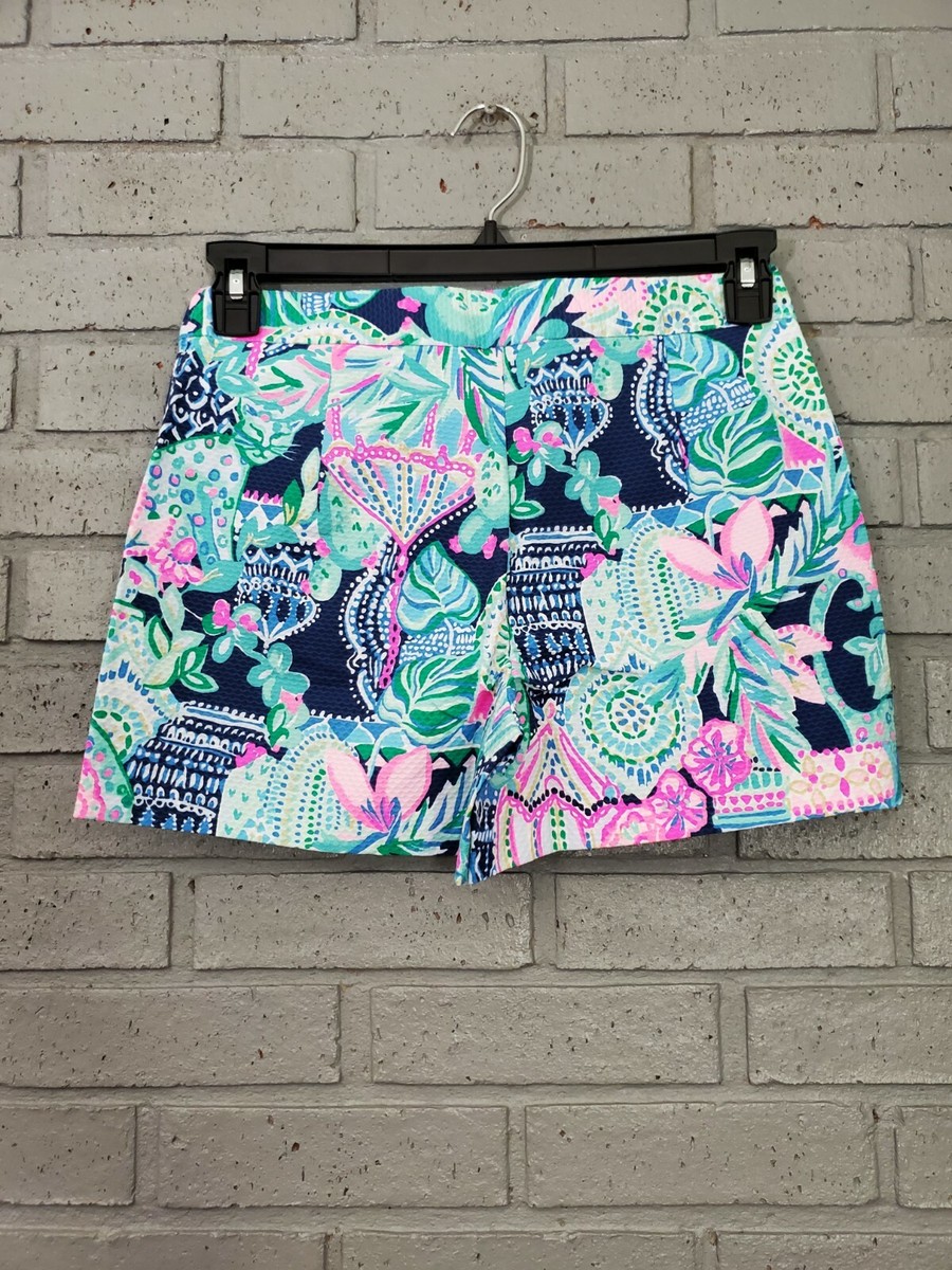 Lilly Pulitzer Shorts Malie Stretch Lookin Sharp Cactus Blue