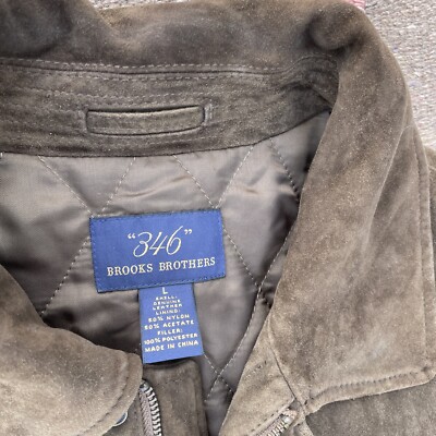 Brooks Brothers Suede Leather Bomber Jacket Field Chore Coat Brown