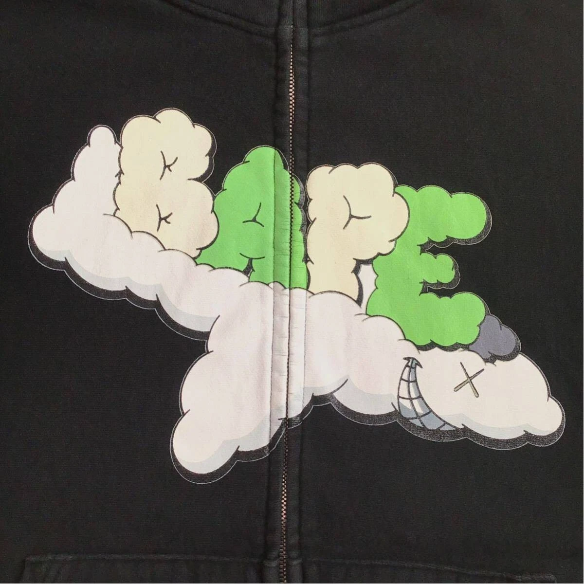 BAPE KAWS CLOUD logo full zip hoodie a bathing ape NIGO Black