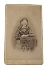 Antique Civil War Era CDV Card Young Girl Light Brown Hair Rosey Cheeks Illinois