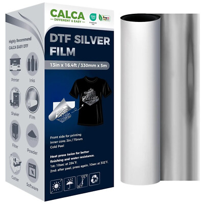 US Stock CALCA 13in x 16.4ft Silver Foil DTF Transfer Film Roll Cold Peel