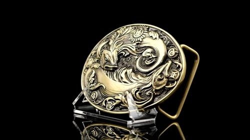 Pisces belt buckle, Horoscope Astrological Zodiac Sign solid brass belt buckle - Video 1 of 1