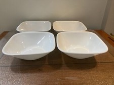 Corelle Corning PURE WHITE - Set of 4 Square Soup Cereal Bowls