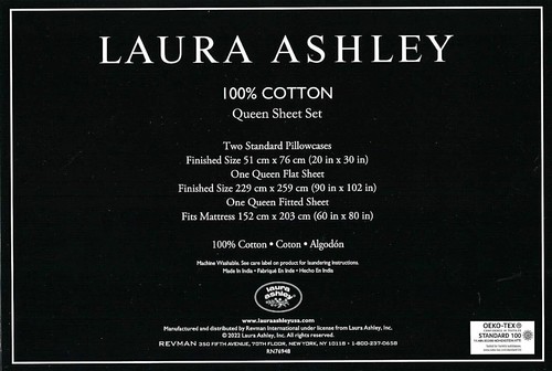 Queen Cómodo Juego de Sábanas de Algodón Percal Fresco y Fresco Laura Ashley Azul Tierney - Imagen 4 de 4