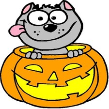 30 Custom Grey Halloween Cat Personalized Address Labels