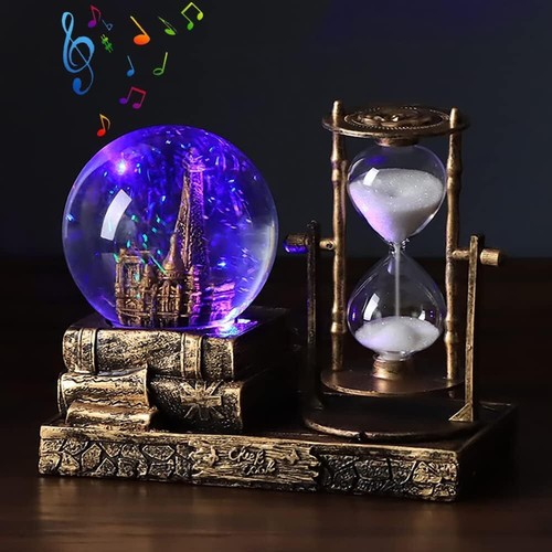 LED Music Crystal Snow Globe with Hourglass Vintage Paris Eiffel Tower Decor - Picture 5 of 6