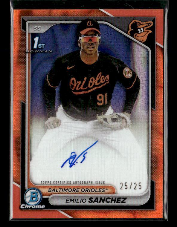 2024 Bowman Chrome #CPA-ES Emilio Sanchez Auto Orange Lava Refractor #/25