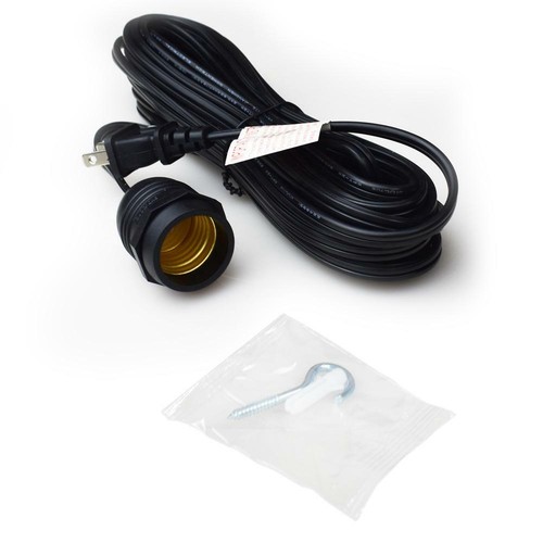 Extra Long 25FT Single Socket Black Weatherproof Outdoor Pendant Light Lamp Cord - Picture 2 of 3