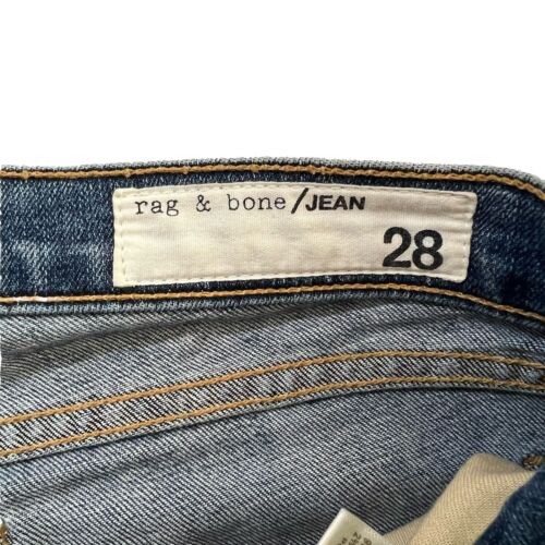 RAG & BONE PAZ Straight Leg Mid Rise Women Jeans 28 Zip Raw Hem Ankle Slit 33x32 - Picture 3 of 14