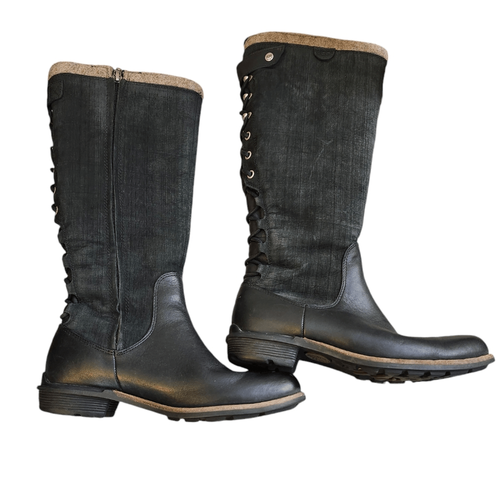 UGG Australia Smithfield Leather & Suede back lace-up, sherpa-lined boots Sz 7