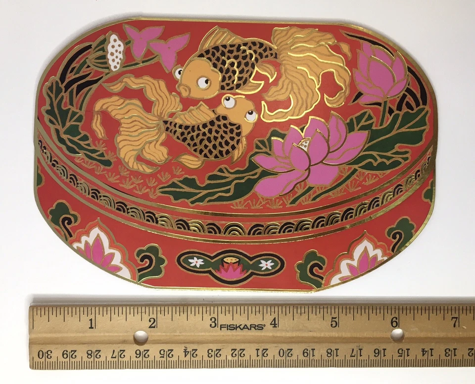 Hallmark Oriental Chinese New Year Cloisonné Fish Design Greeting Card - Image 3 of 4