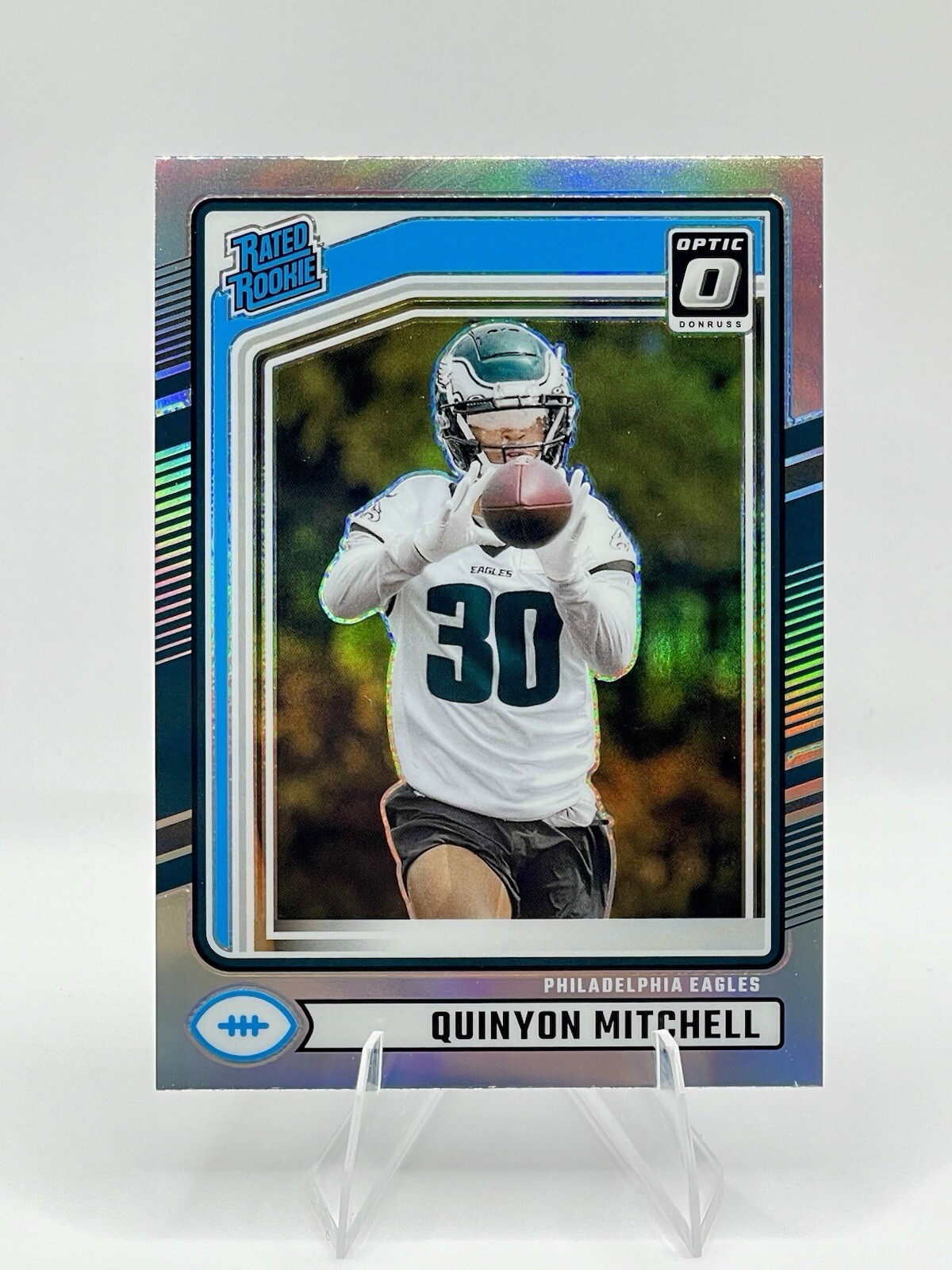 2024 Donruss - Rated Rookie Optic Preview Holo Prizm #361 Quinyon Mitchell 🦅