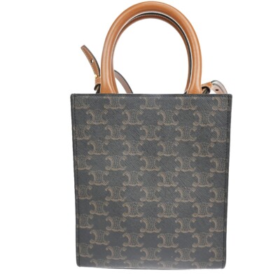 CELINE Mini Vertical Cabas 2Way Shoulder Hand Bag Triomphe Leather