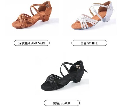 Kids Dance Shoes Girls Sandals Ballroom Tango Salsa Latin Dance Low Heel Shoes - 第 18/27 張圖片