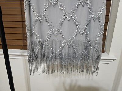 papell boutique evening beaded dress Adrianna Papell Platinum 40454